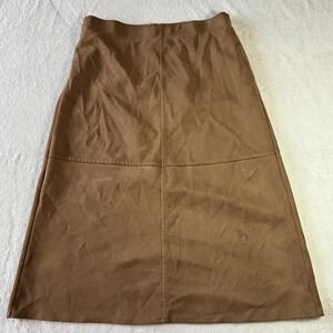 Max Studio London Women's Faux Suede A-Line Midi Skirt Brown, XL Western Style